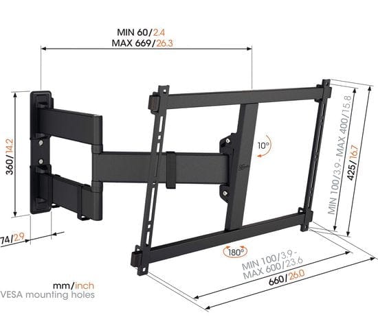 Vogel's TVM 3845 Dreh- und Neige-TV-Wandhalterung max. 100 Zoll