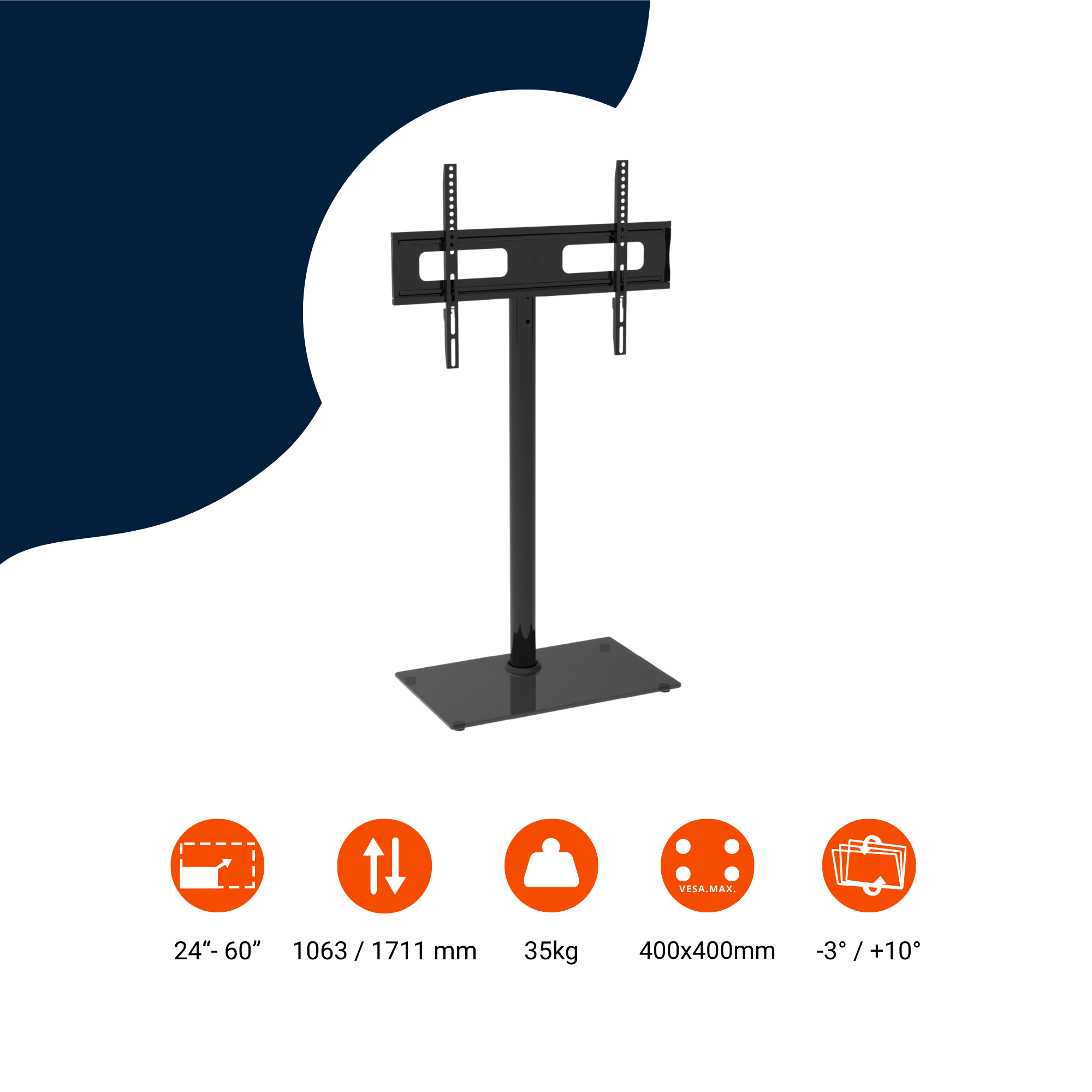 A-PEQ 564 TV-Ständer | bis 60 Zoll, 35 kg, VESA 400×400