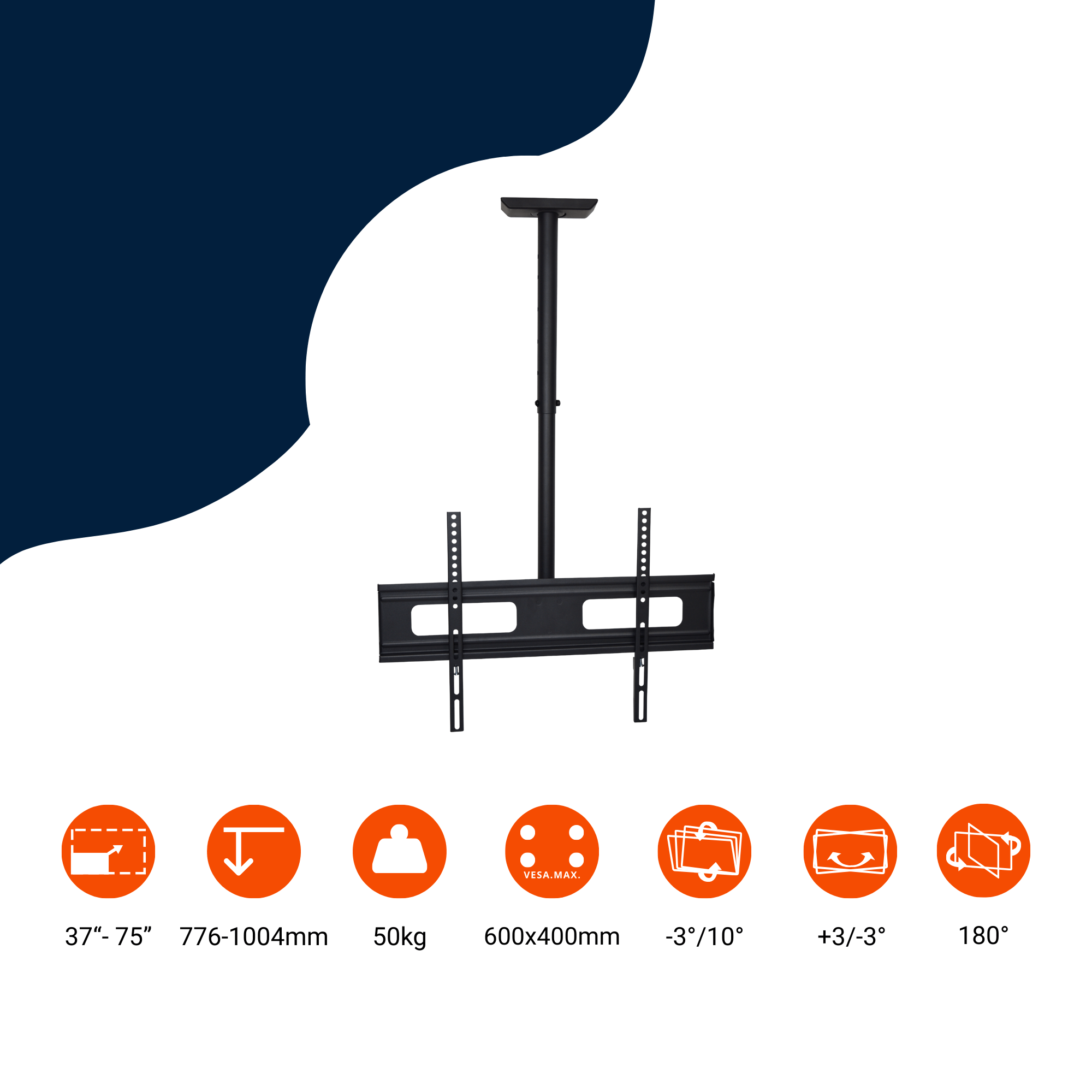 A-PEQ APC-75 TV-Deckenhalterung, max. 50 kg - für TVs bis 75 Zoll