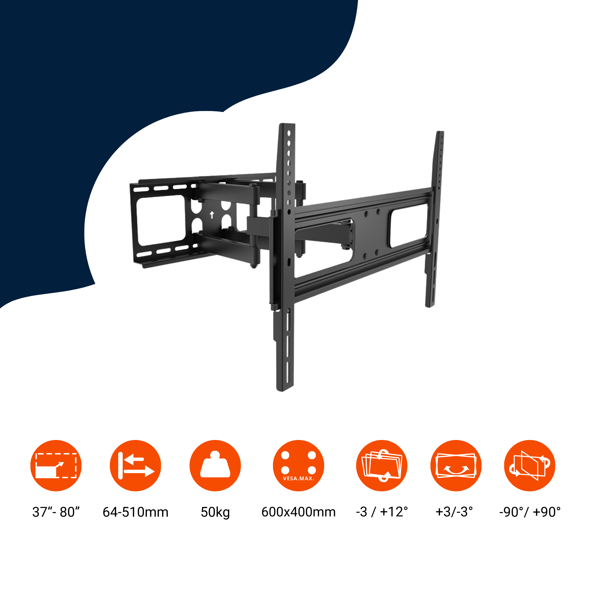 A-PEQ APL-85B neigbare und schwenkbare TV-Wandhalterung 40 - 90 Zoll TVs
