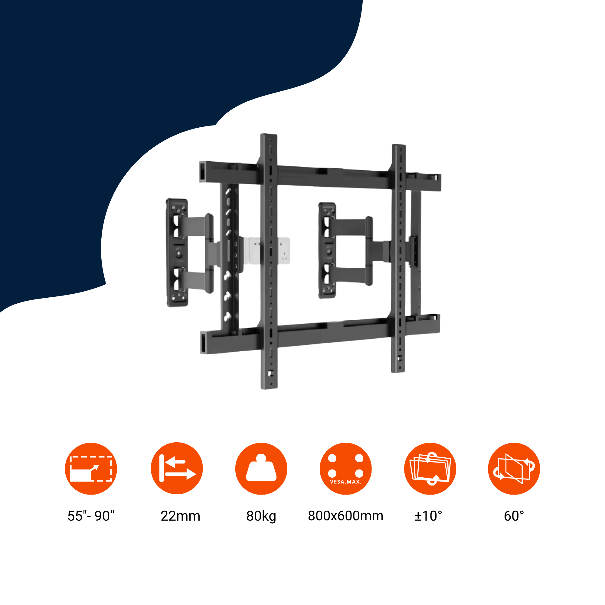 A-PEQ DY834 SlimFit Schwenk-Neige Wandhalterung | 55-90 Zoll