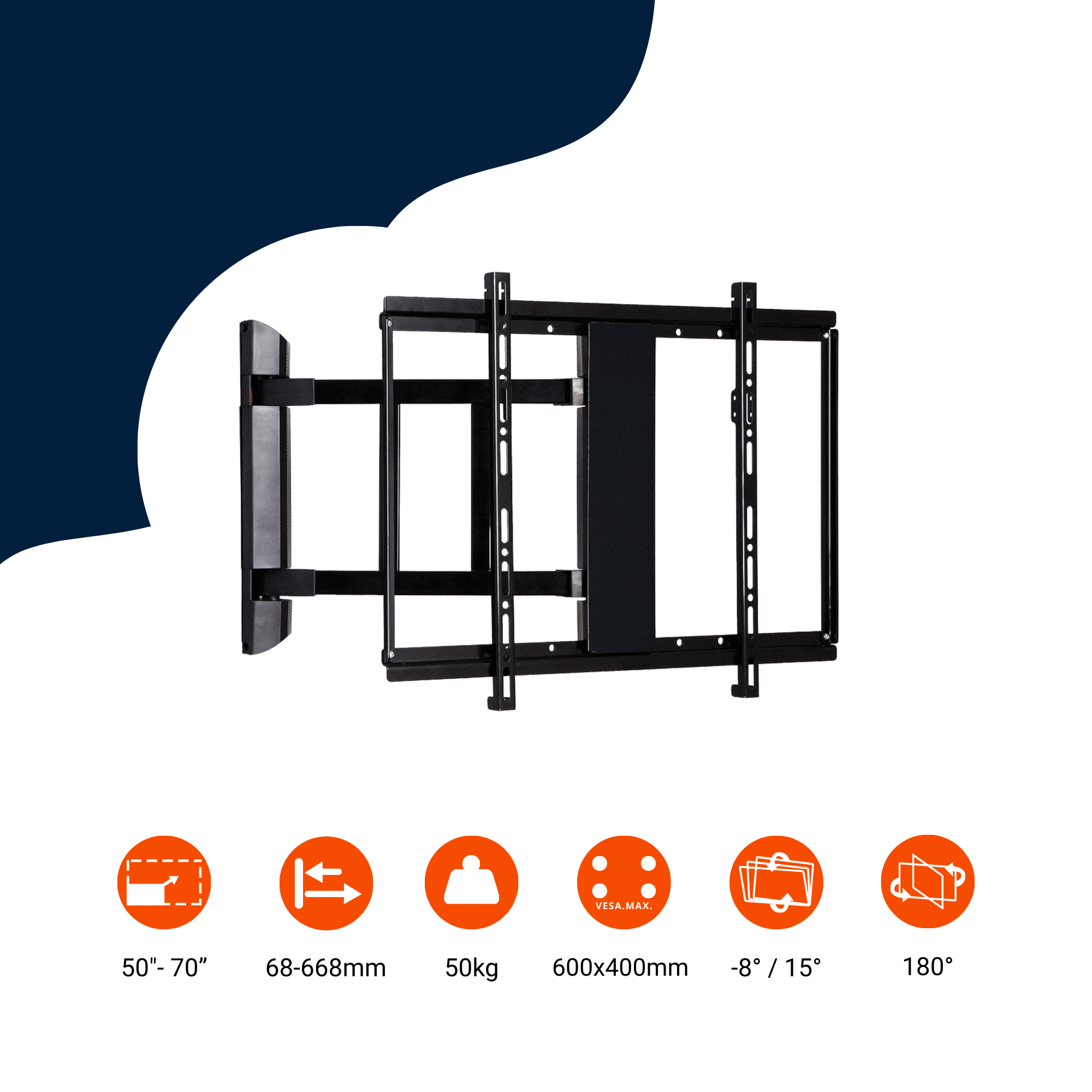 Bratek 64AUTO Elektrische Drehbare Wandhalterung | 50-70 Zoll, 50 kg