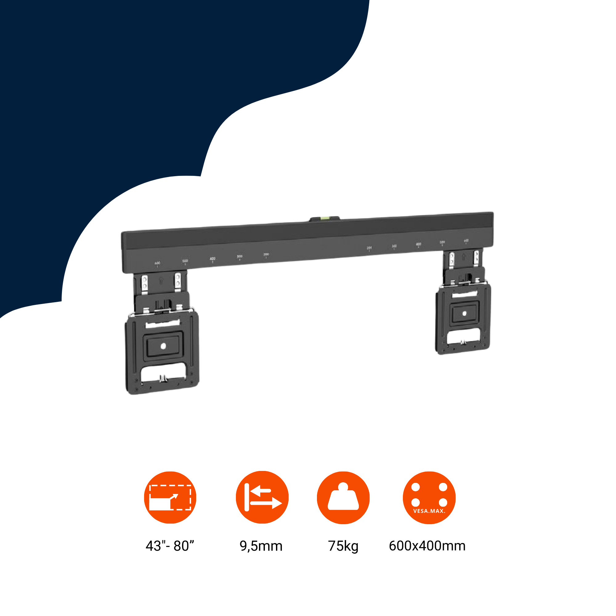 SpeaKa Ultra Flat Wandhalterung | 43-100 Zoll, 75 kg, nur 9,5 mm Abstand