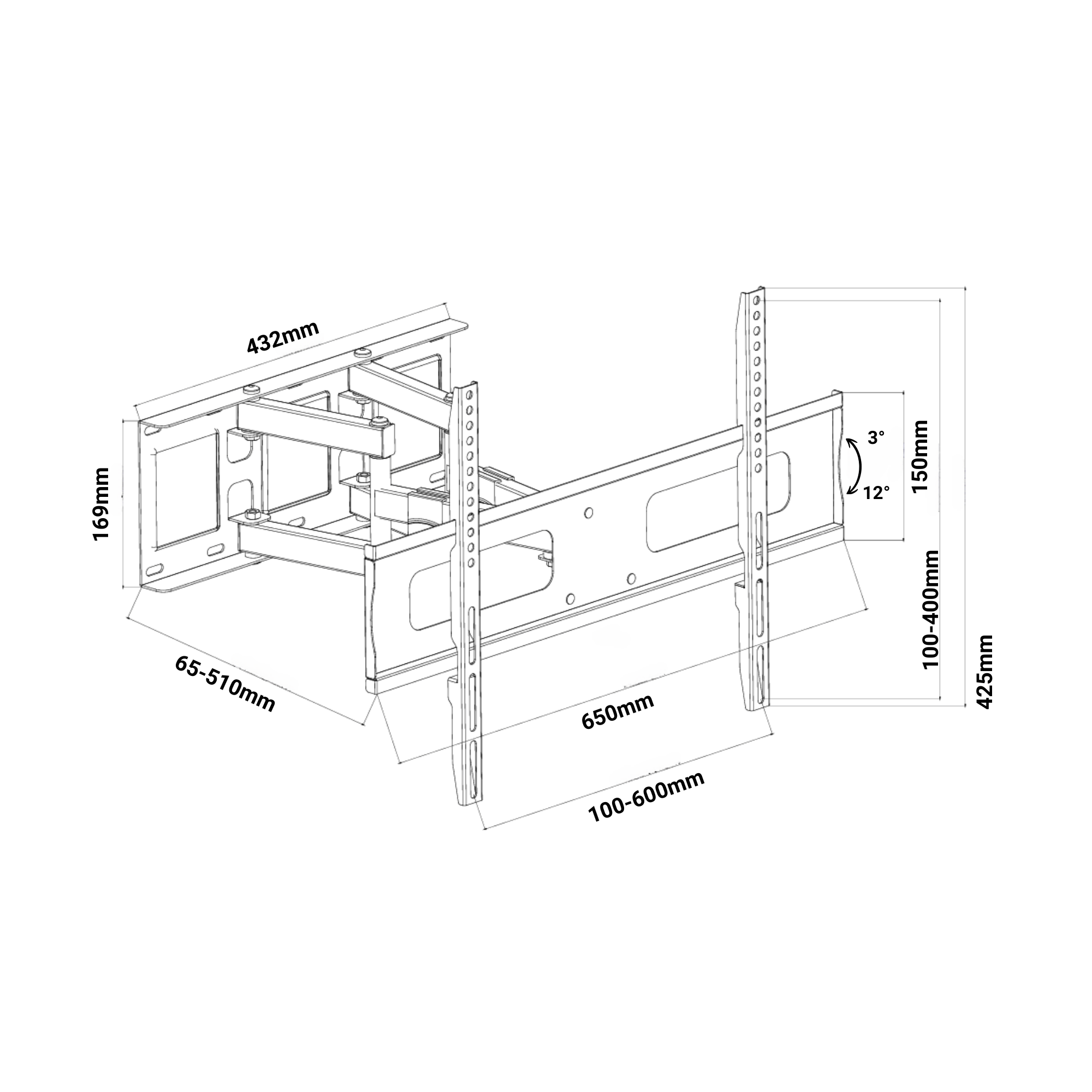 A-PEQ APL-85B neigbare und schwenkbare TV-Wandhalterung 40 - 90 Zoll TVs