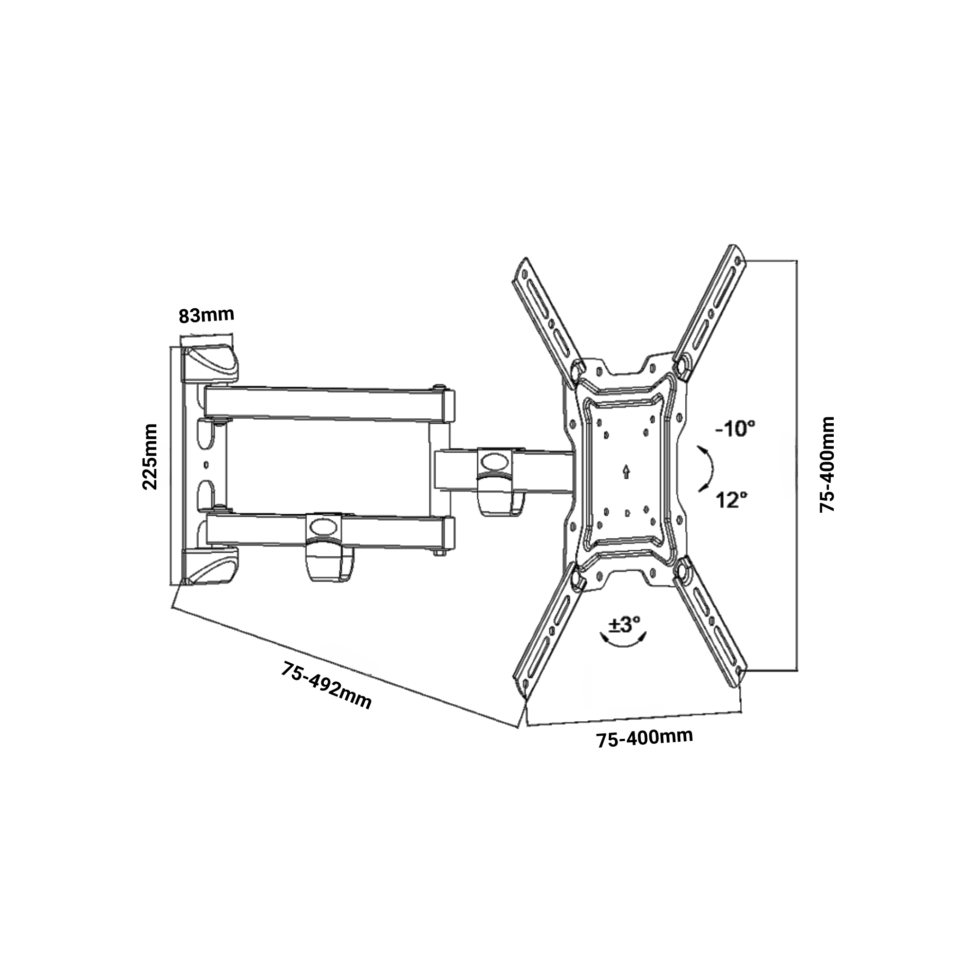 A-PEQ APM-81B Wandhalterung | 48 Zoll, 30 kg, schwenk- & neigbar
