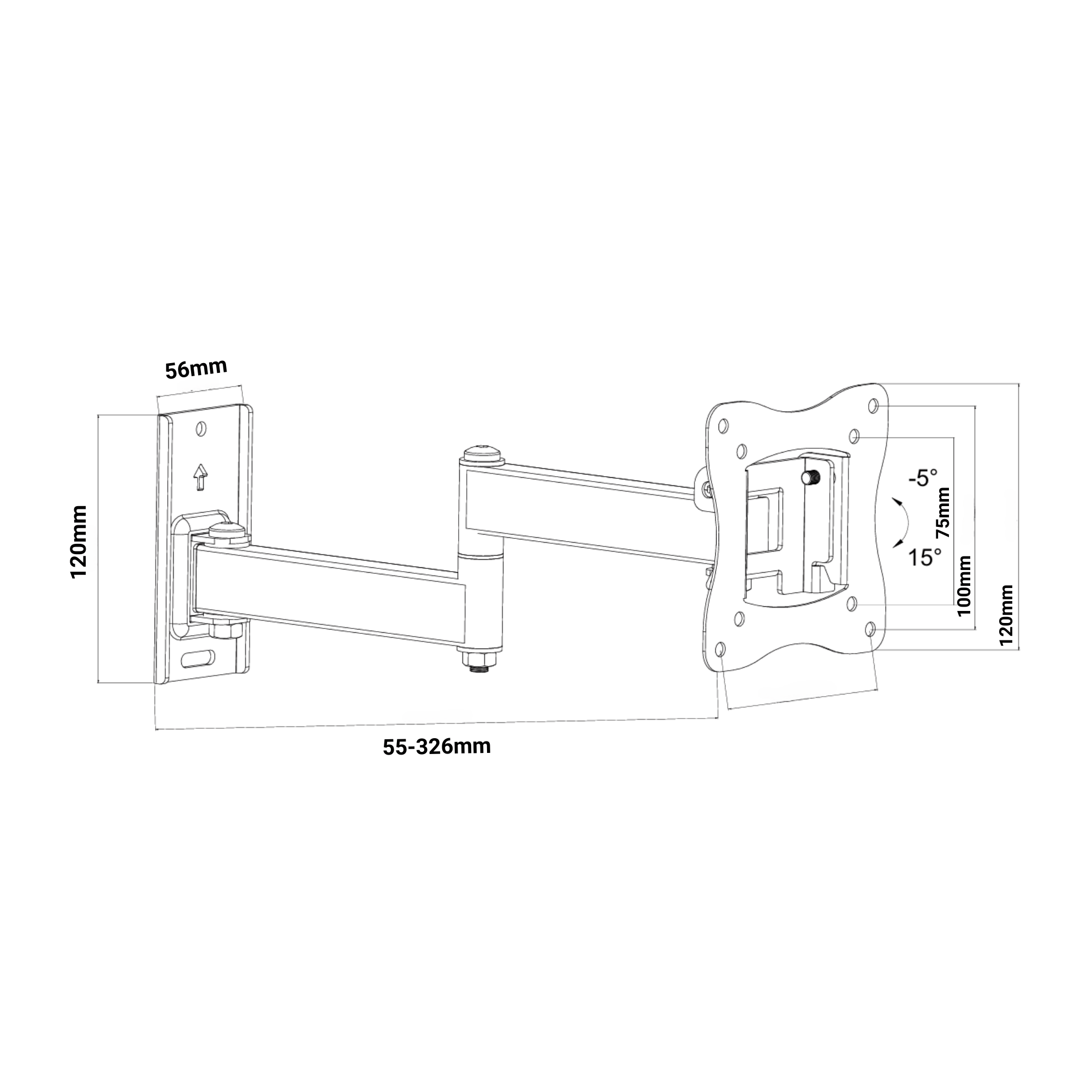 A-PEQ APS-25 schwenkbare TV-Wandhalterung 15 - 27 Zoll TV schwarz max. 15kg
