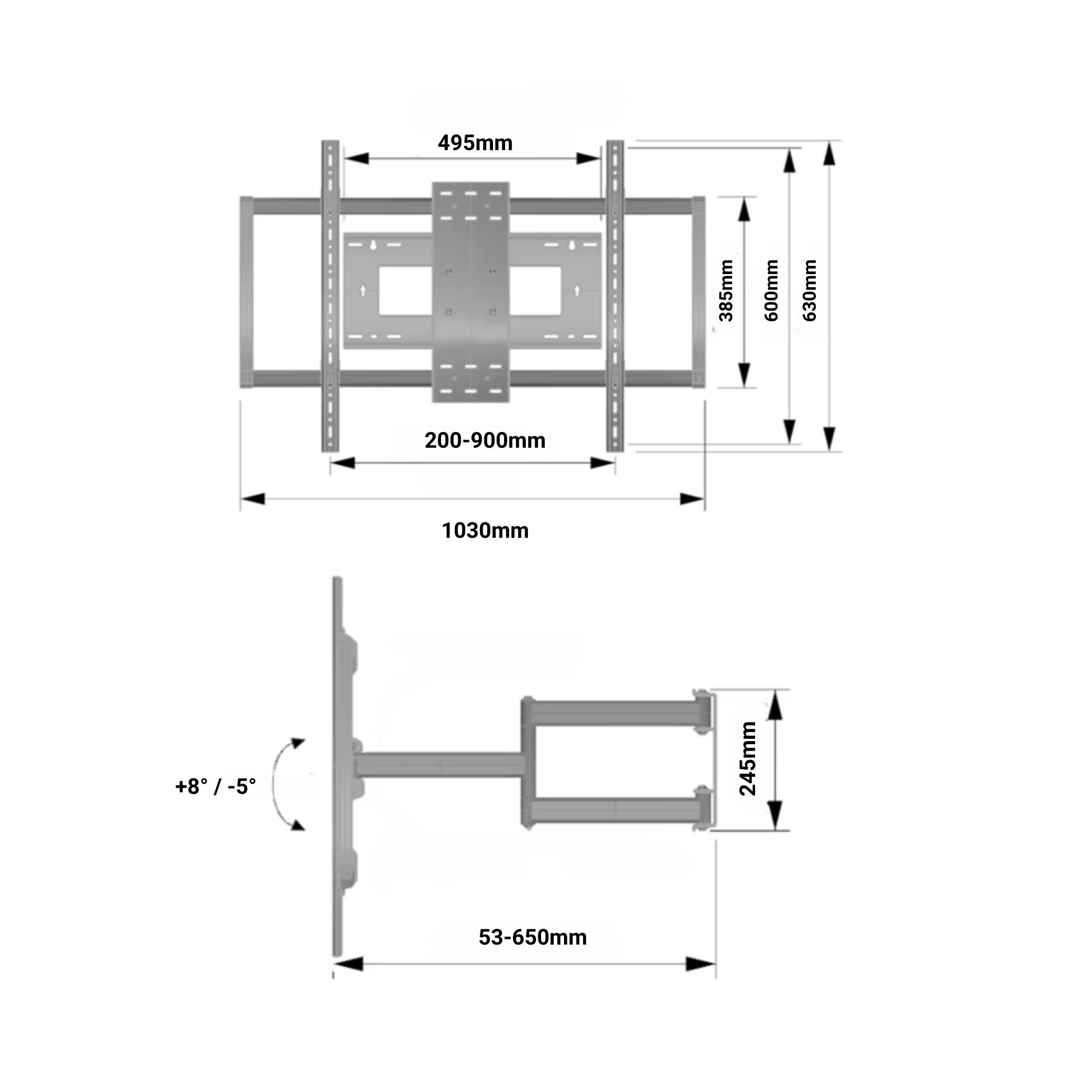DY1095 drehbare, neigbare Wandhalterung 55 - 110 Zoll