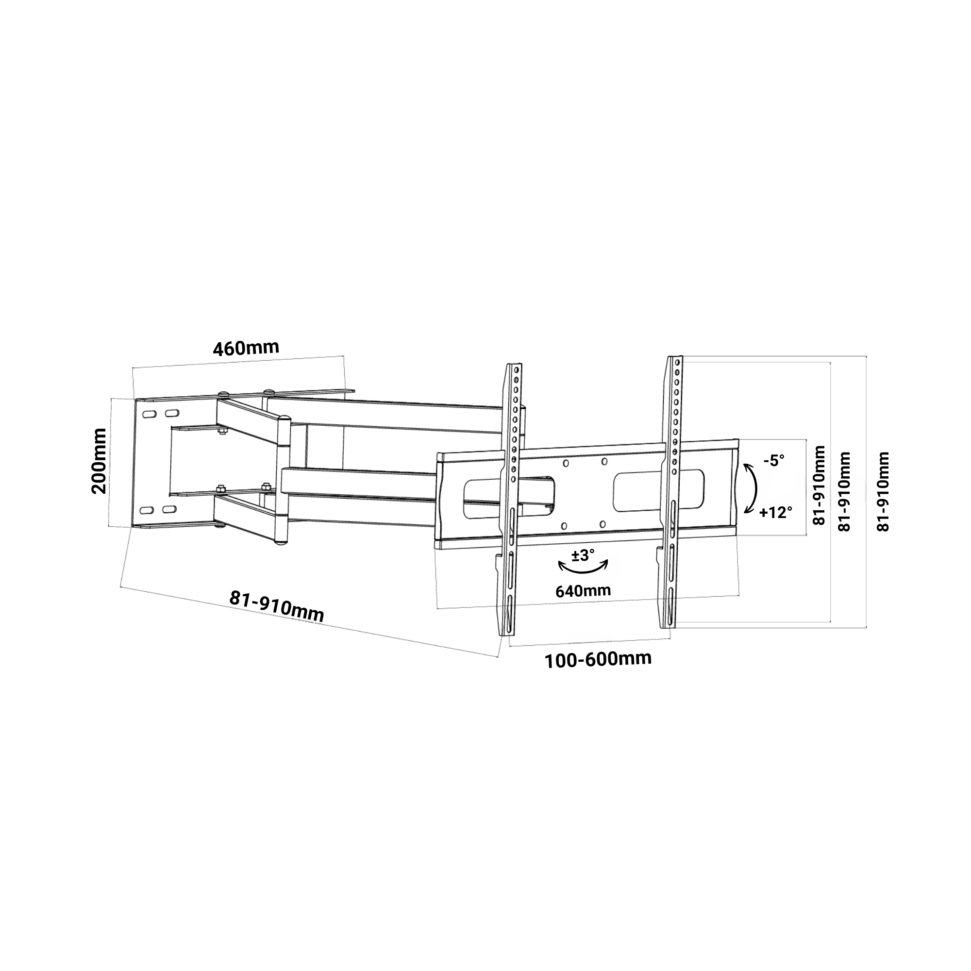 A-PEQ Grande XL Wandhalterung | 85 Zoll, 91 cm Arm, 50 kg