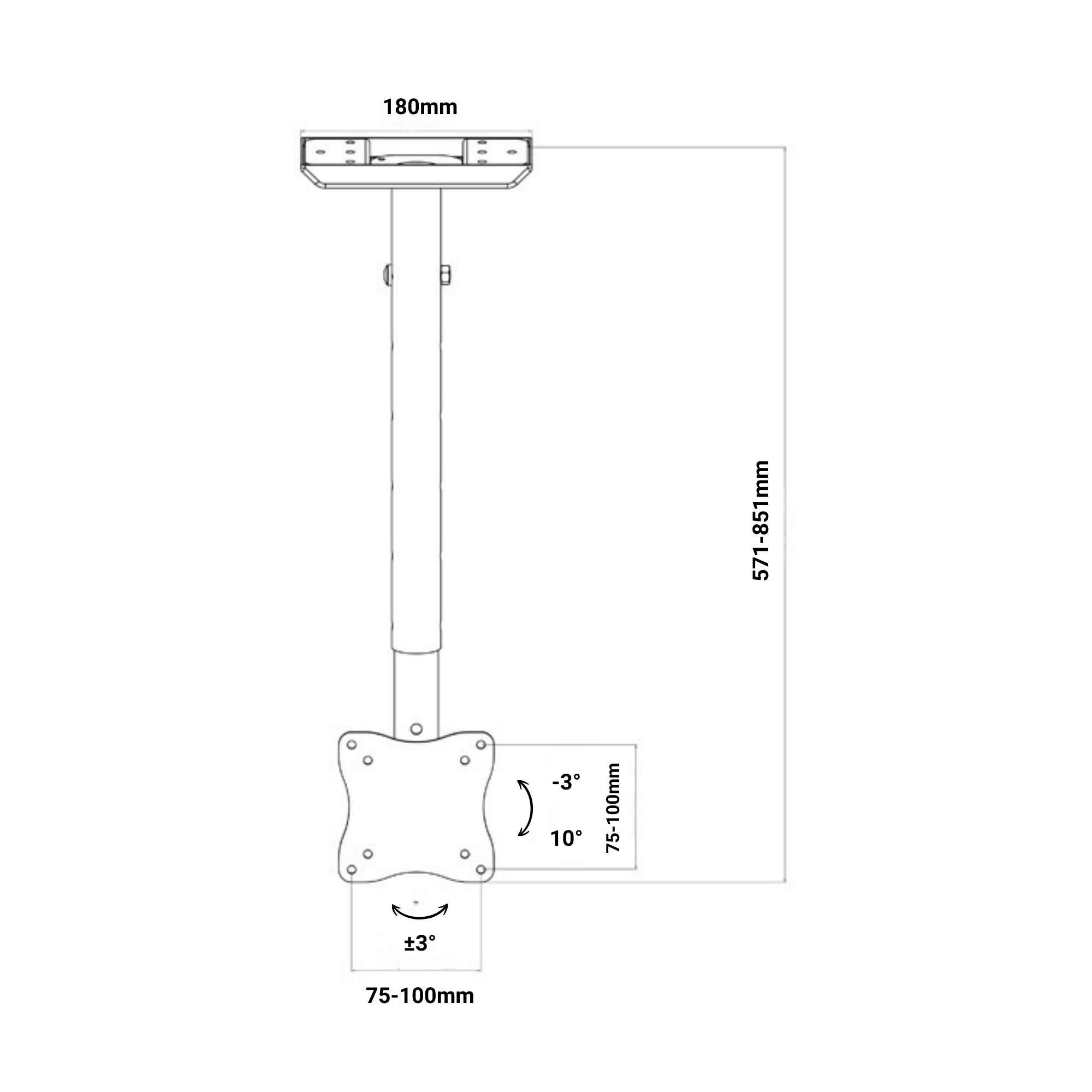 TV-Deckenhalterung | bis 30 kg, VESA 75x75 & 100x100, neigbar