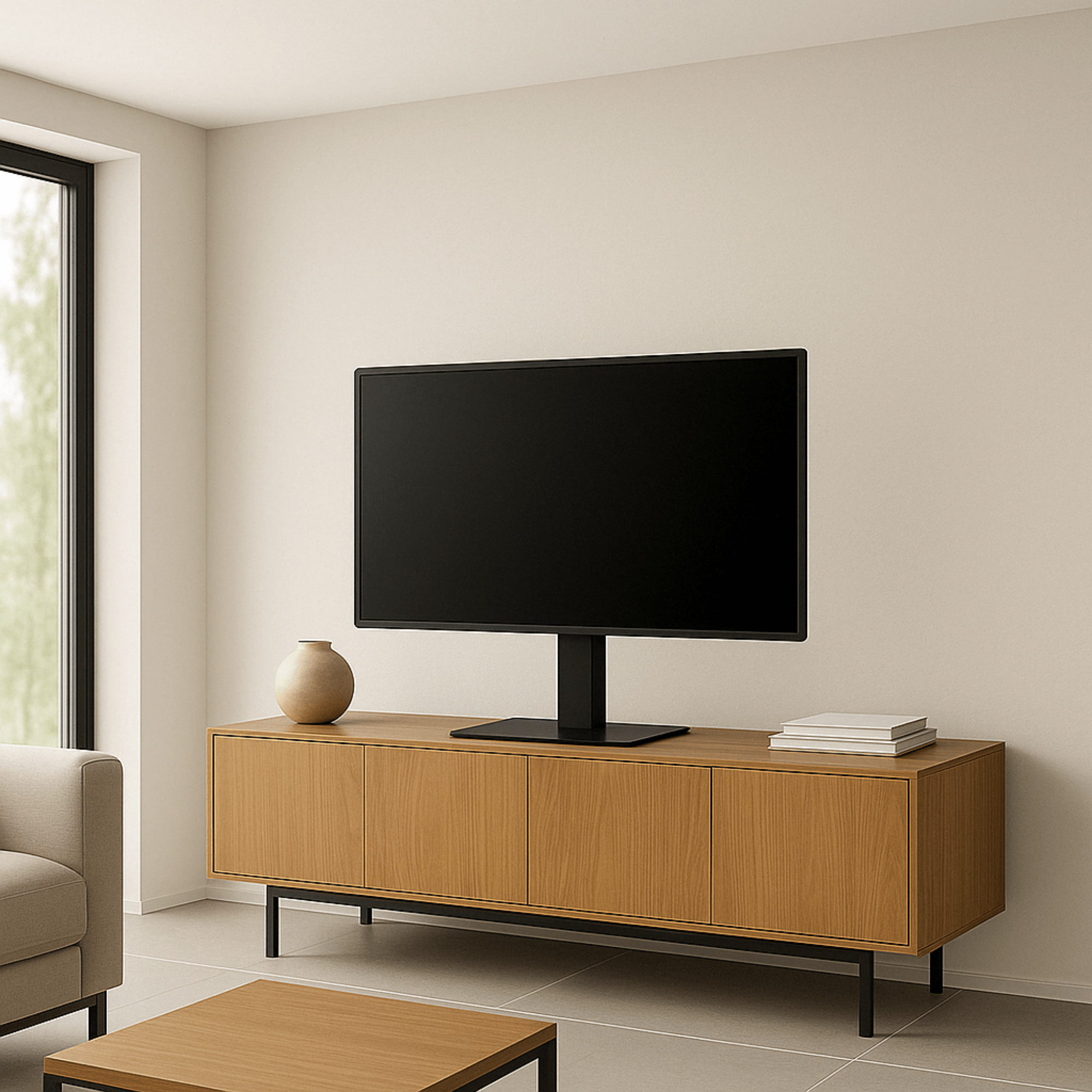 A-PEQ 44AT Sideboard oder Tischständer. Maximales Gewicht 45 kg. Maximaler Bildschirm 55 Zoll. VESA 400x400