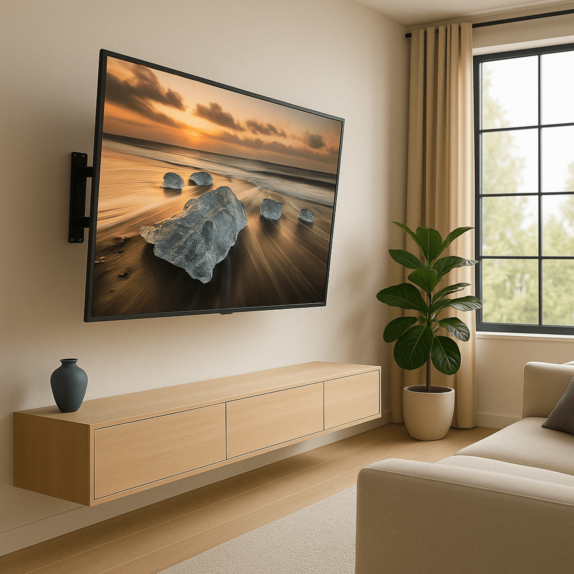 A-PEQ APM-64 superslim (Abstand 3,5cm) schwenkbare TV-Wandhalterung