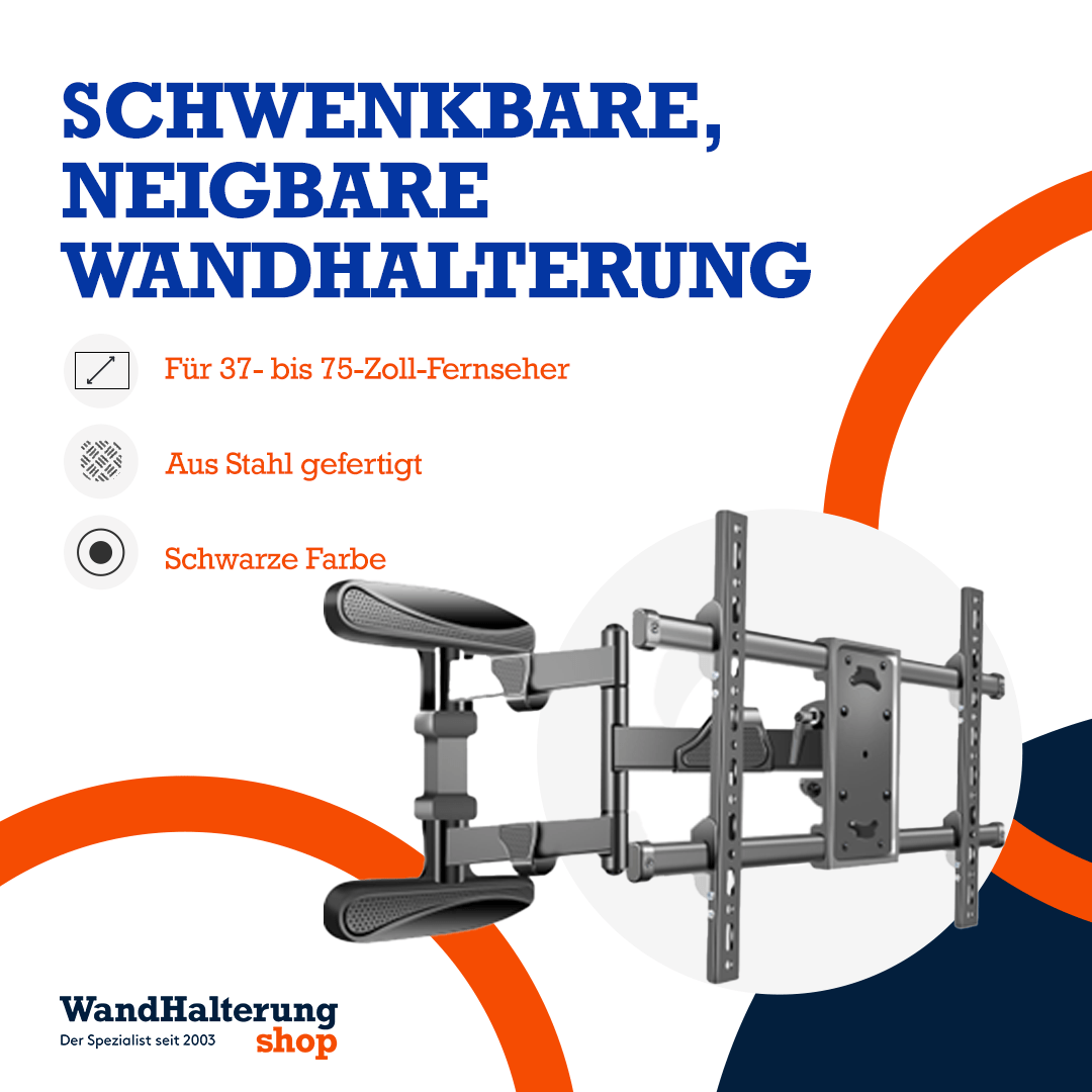 A-PEQ DY8585 TV-Halterung – Wandmontage, drehbar und neigbar, für 37-75 Zoll TVs