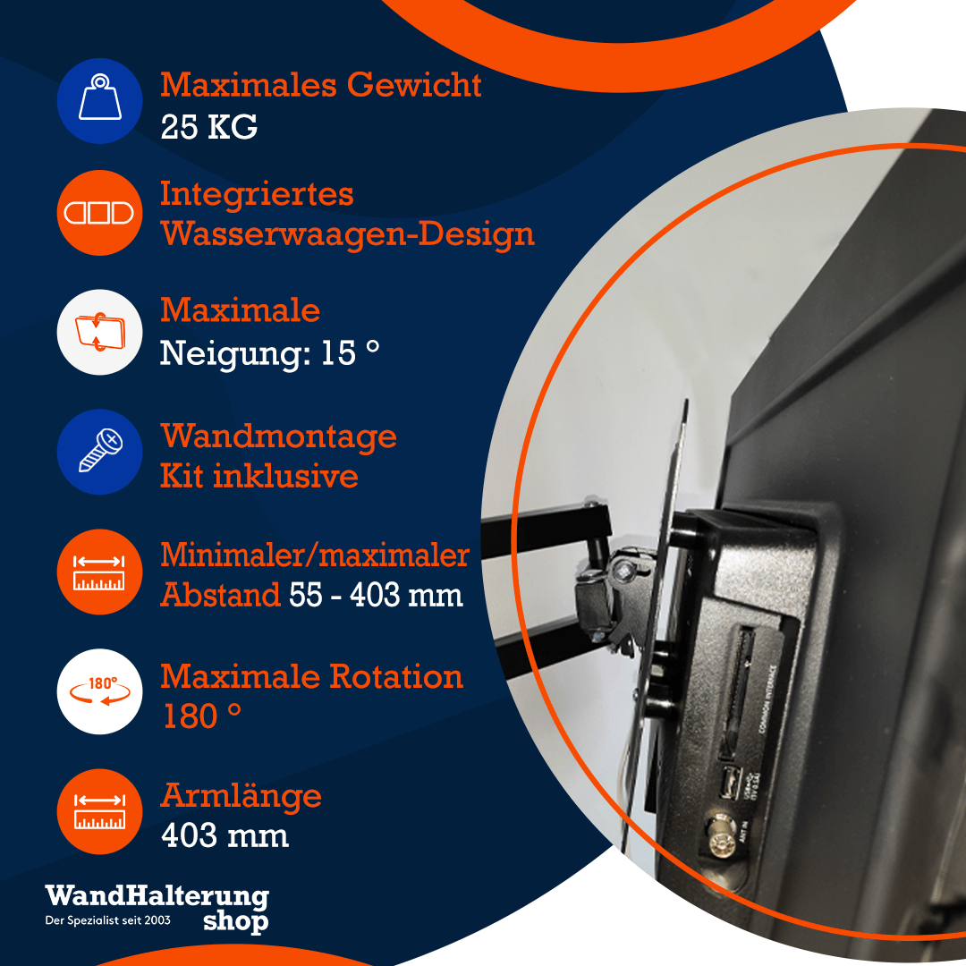 Kombination: Sony VESA-Adapter & A-PEQ APM-42B Wandhalterung – Schwenkbar, geeignet für max. 43 Zoll TVs