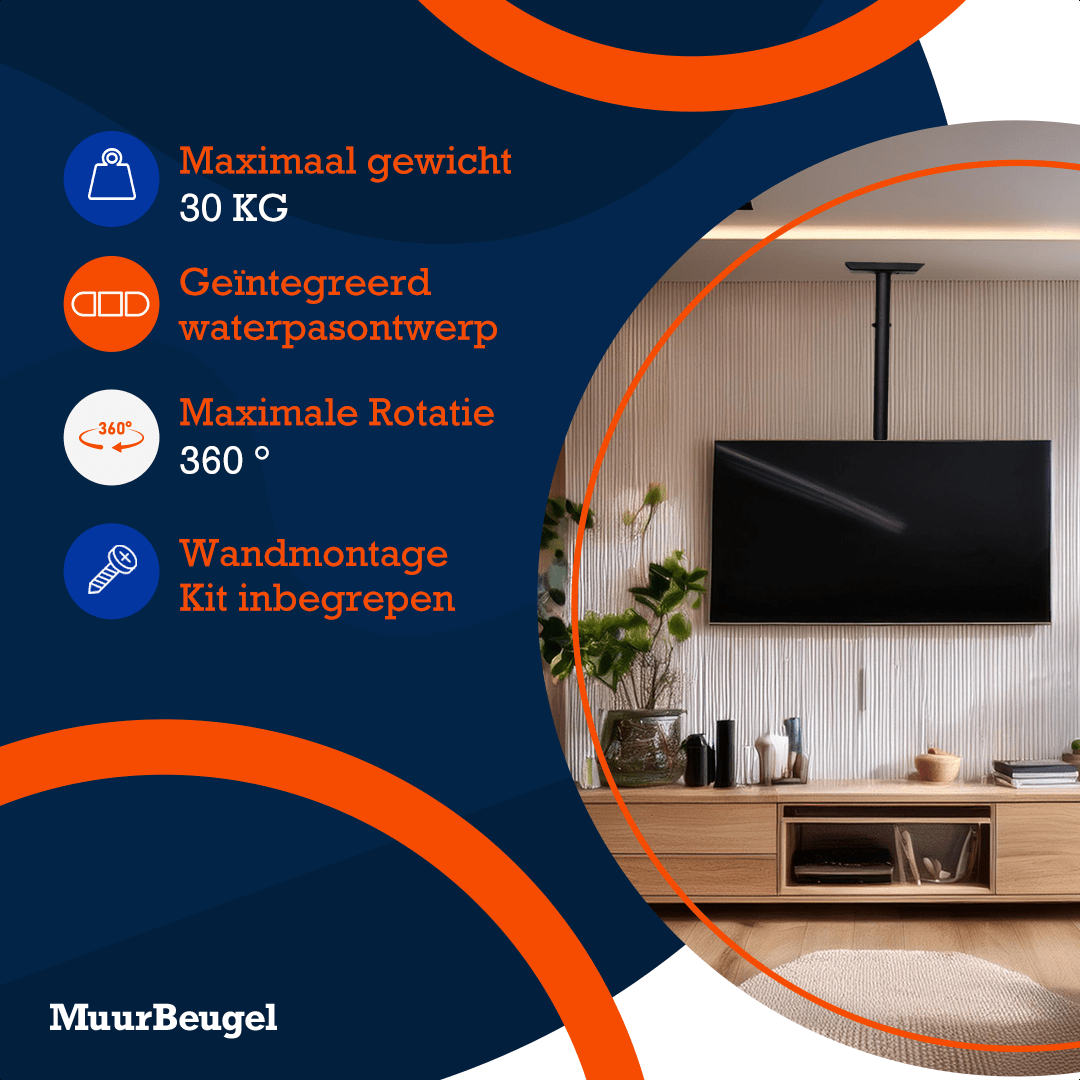Deckenhalterung für Fernseher – Tragkraft bis 30 kg, VESA 75x75 und 100x100