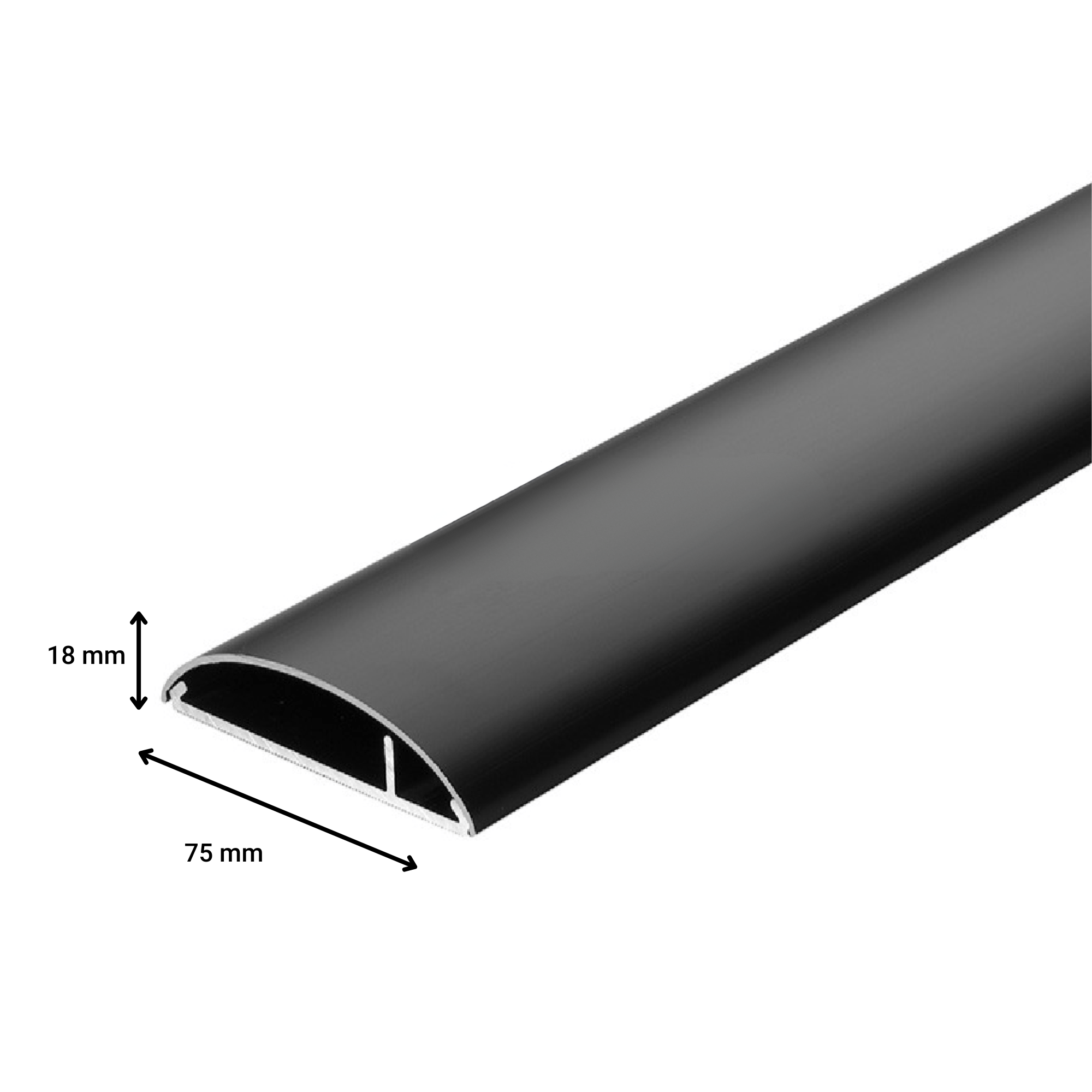 Aluminium Kabelkanal Breite: 75mm x Länge: ± 1000mm schwarz