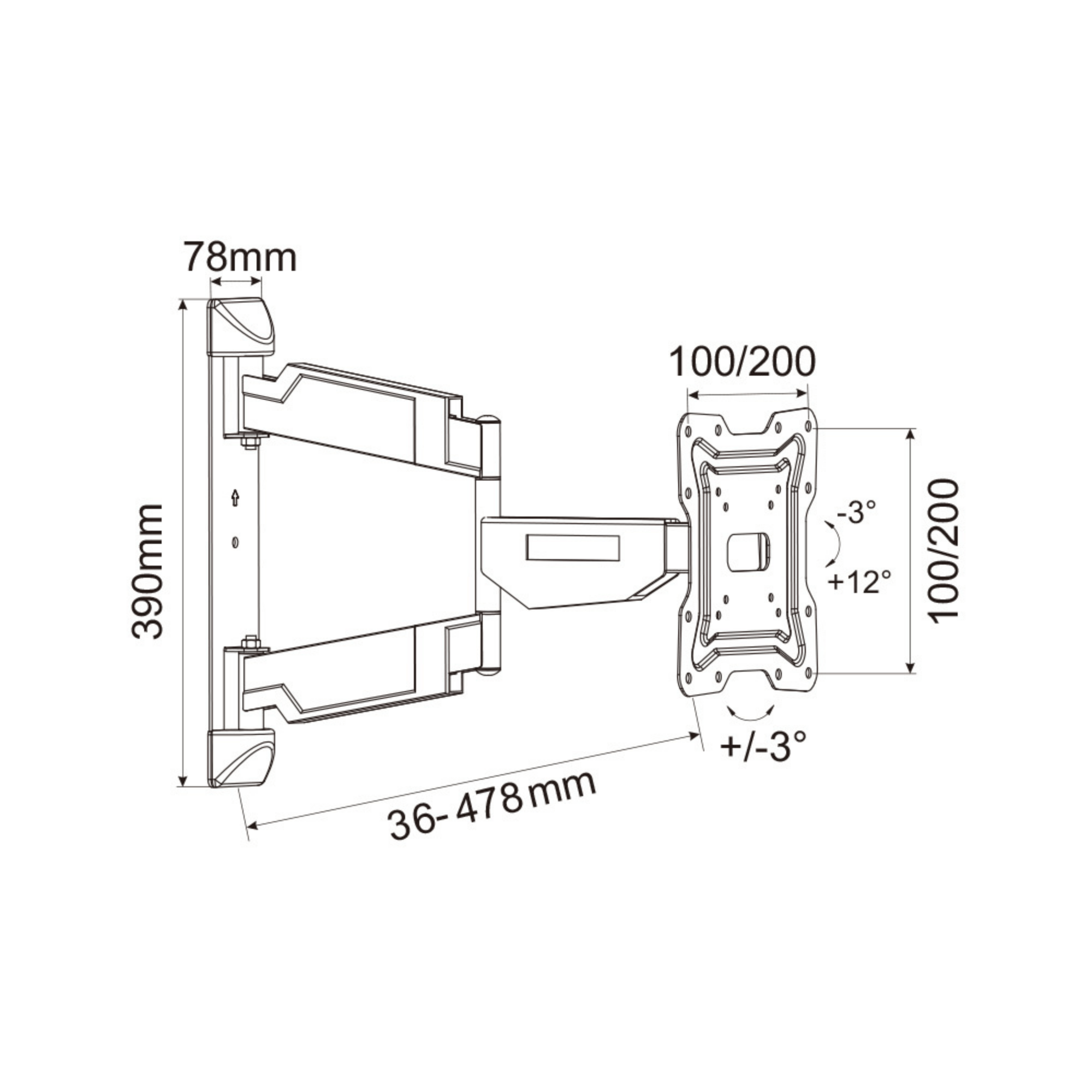 A-PEQ APM-64 superslim (Abstand 3,5cm) schwenkbare TV-Wandhalterung