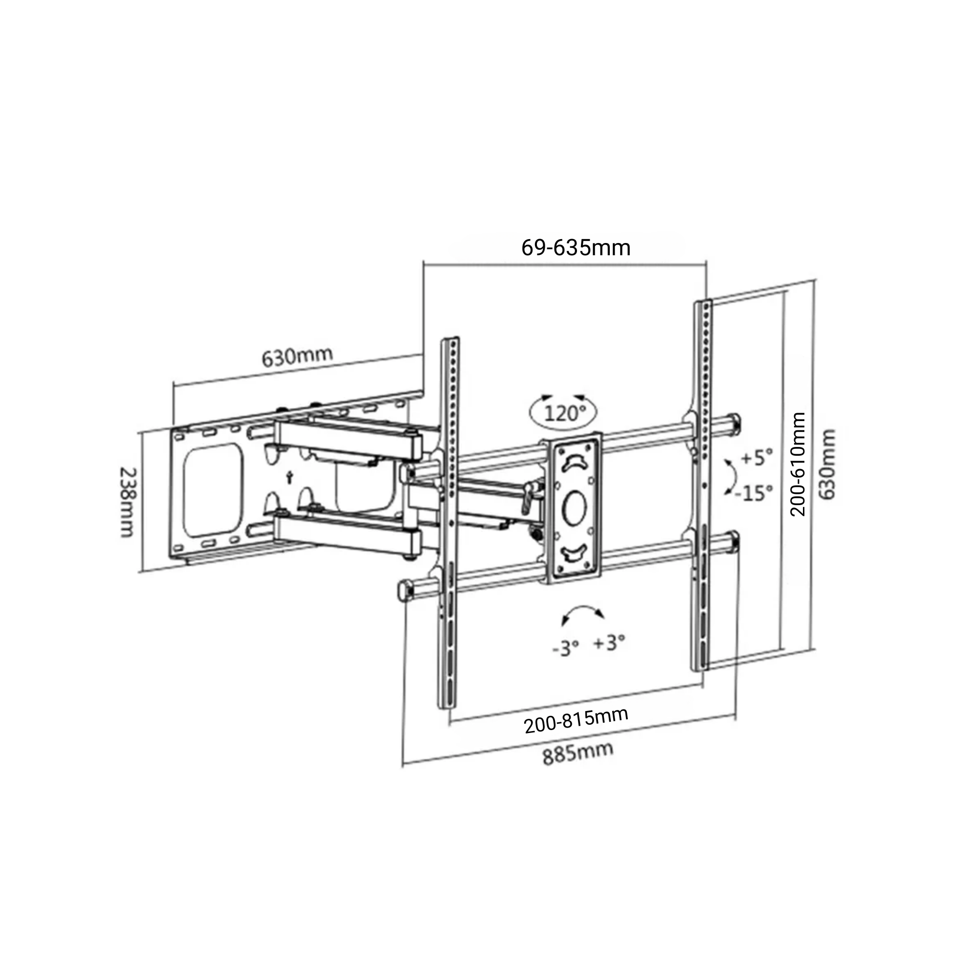 Bratek schwenkbare TV-Wandhalterung für maximal 48 - 90 Zoll TV - 75kg